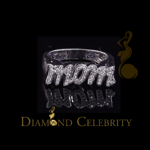 DiamondCelebritees 925 White Silver 0.52ct Cubic Zirconia "MOM" Ring Special Offer @ Mother's Day