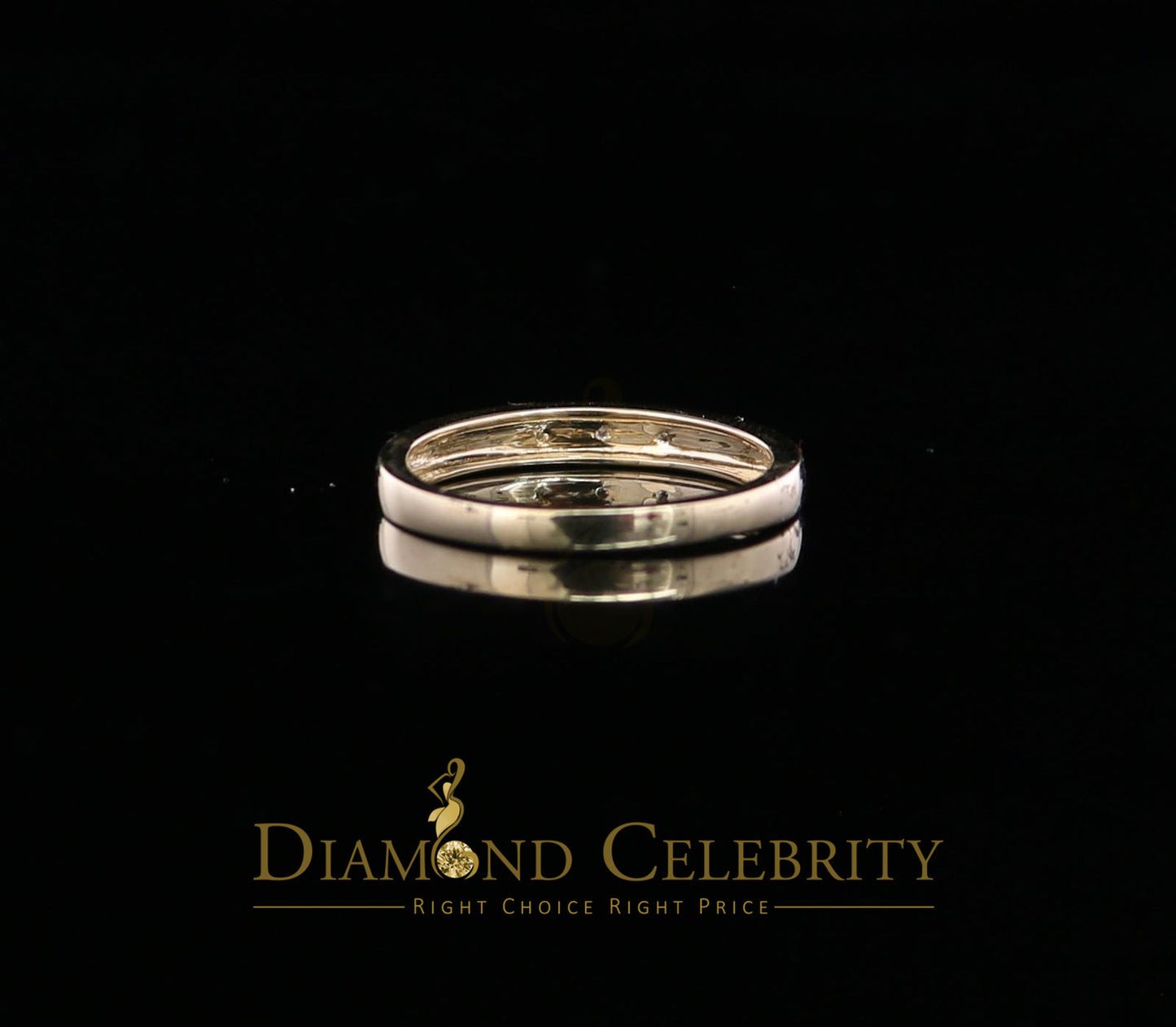 DiamondCelebritees 0.03CT 14 KT Real Yellow Gold with Diamond Round Shape Womens Ring Size 7