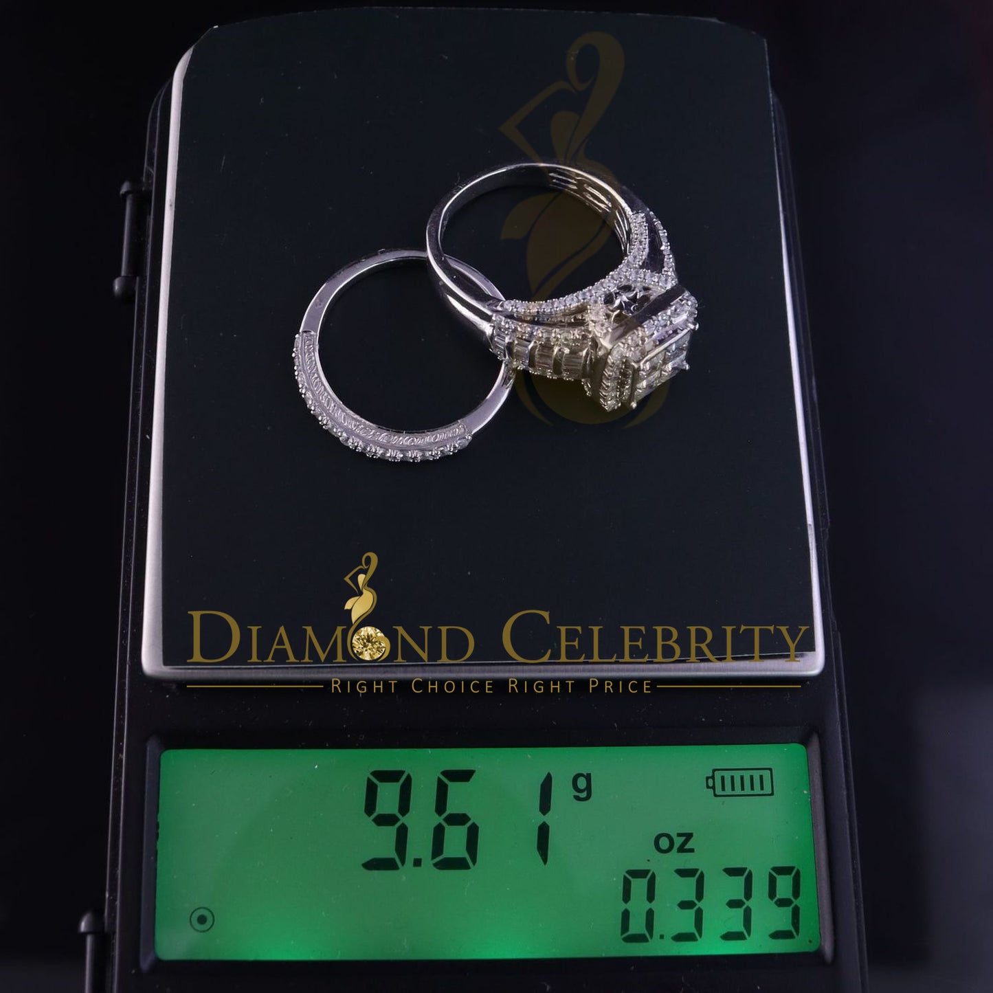 DiamondCelebritees 3.89ct Cubic Zirconia Sterling White Silver Square Engagement Womens Ring Size 7