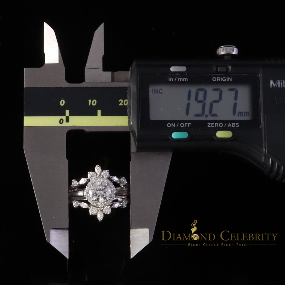 DiamondCelebritees 925 White Silver Solitaire Enhancer 1.66ct Moissanite Guard Wrap Ring Insert SZ7