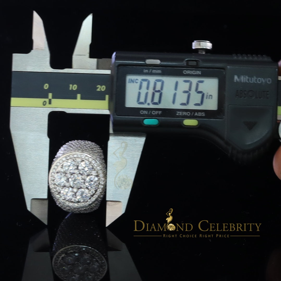 DiamondCelebritees Men's 12.5ct Cubic Zirconia white Silver Round Adjustable Ring From SZ 11 to13