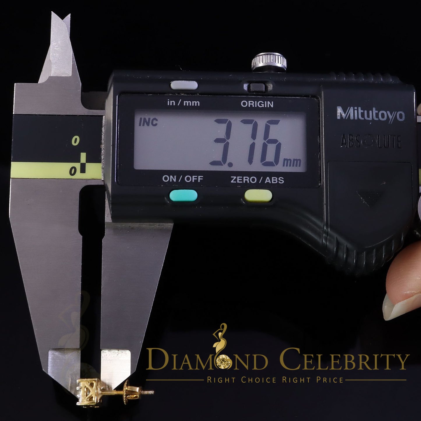 DiamondCelebritees Hip Hop 925 Yellow Silver 0.6ct Cubic Zirconia Women's & Men's Square Earrings