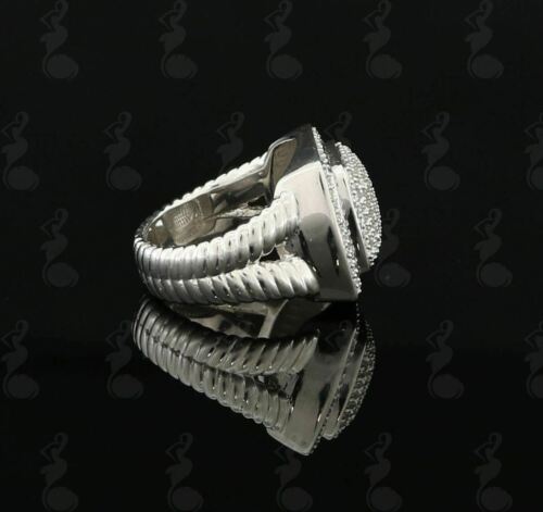 DiamondCelebritees 925 Silver White 2.00ct Cubic Zirconia Wide Square Albion Womens Ring Size 8