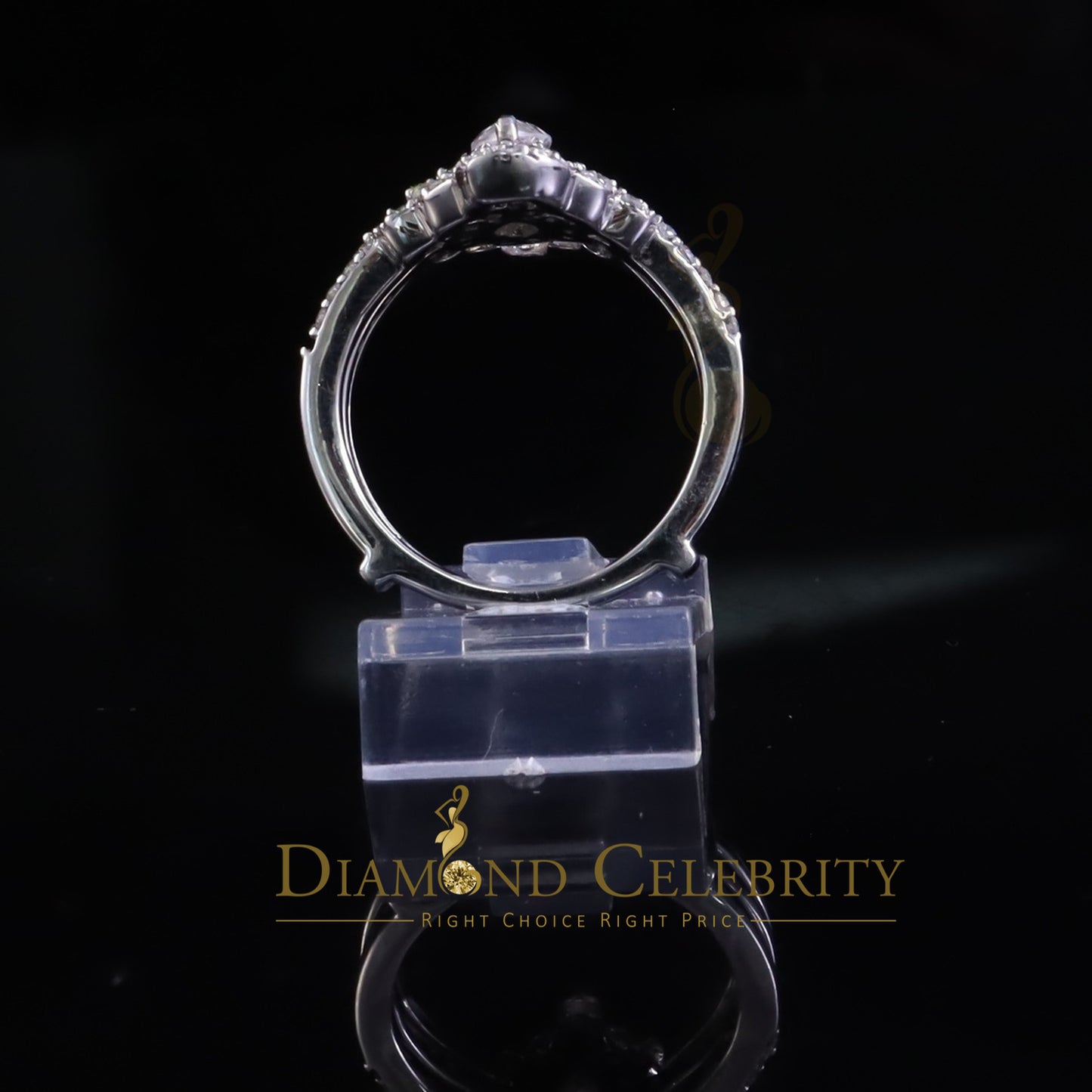 DiamondCelebritees Womens 2.00ct VVS 'D' Marquise Moissanite 925 Sterling Silver White Ring Size 7