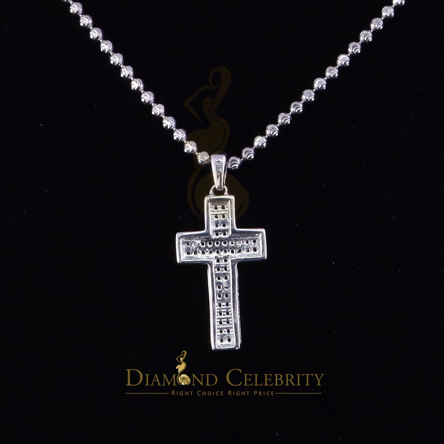DiamondCelebritees Special White 925 Sterling Silver CROSS Shape Pendant with 0.48ct Cubic Zirconia