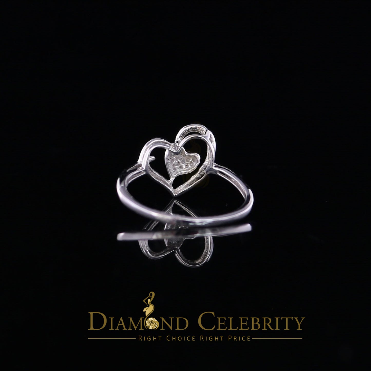 DiamondCelebritees Real Diamond 0.05ct 925 Sterling White Silver Heart Engagement Womens Ring SZ 7