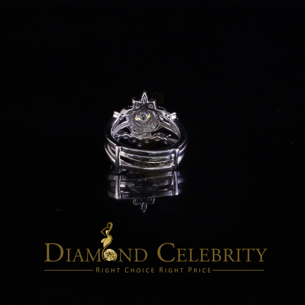 DiamondCelebritees 925 White Silver Solitaire Enhancer 1.66ct Moissanite Guard Wrap Ring Insert SZ7