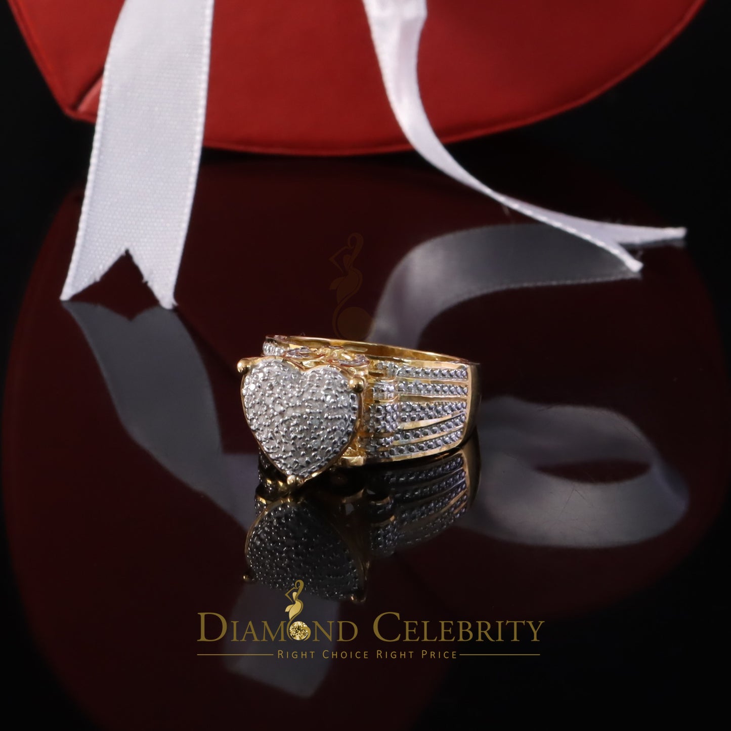 DiamondCelebritees Yellow Promise Heart Real Diamond 0.20ct 925 Sterling Silver Womens Ring Size 7