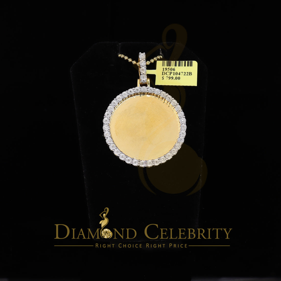 DiamondCelebritees Real 0.15ct Diamond Sterling Silver 1.50" PICTURE Charm Fashion Yellow Pendant