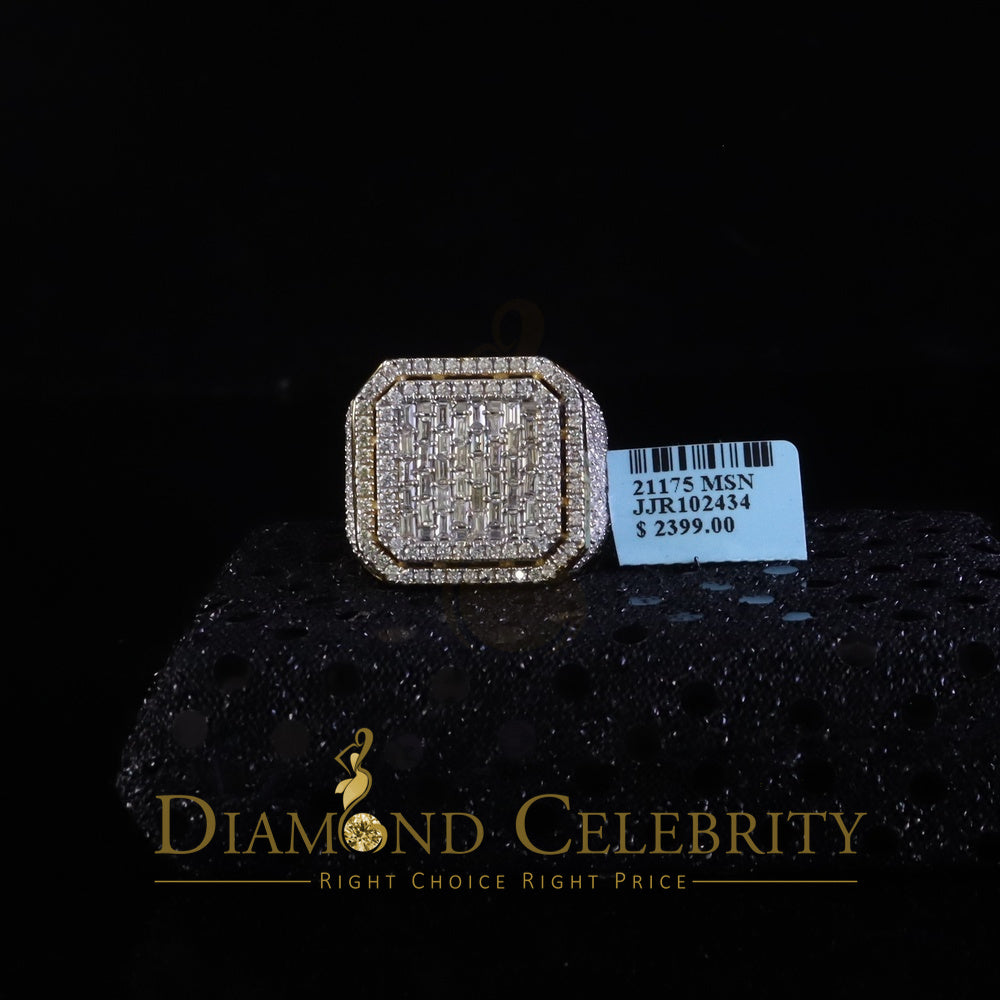 DiamondCelebritees Men's 925 Sterling Silver 6.50ct VVS 'D' Moissanite Square Yellow Rings SZ 10