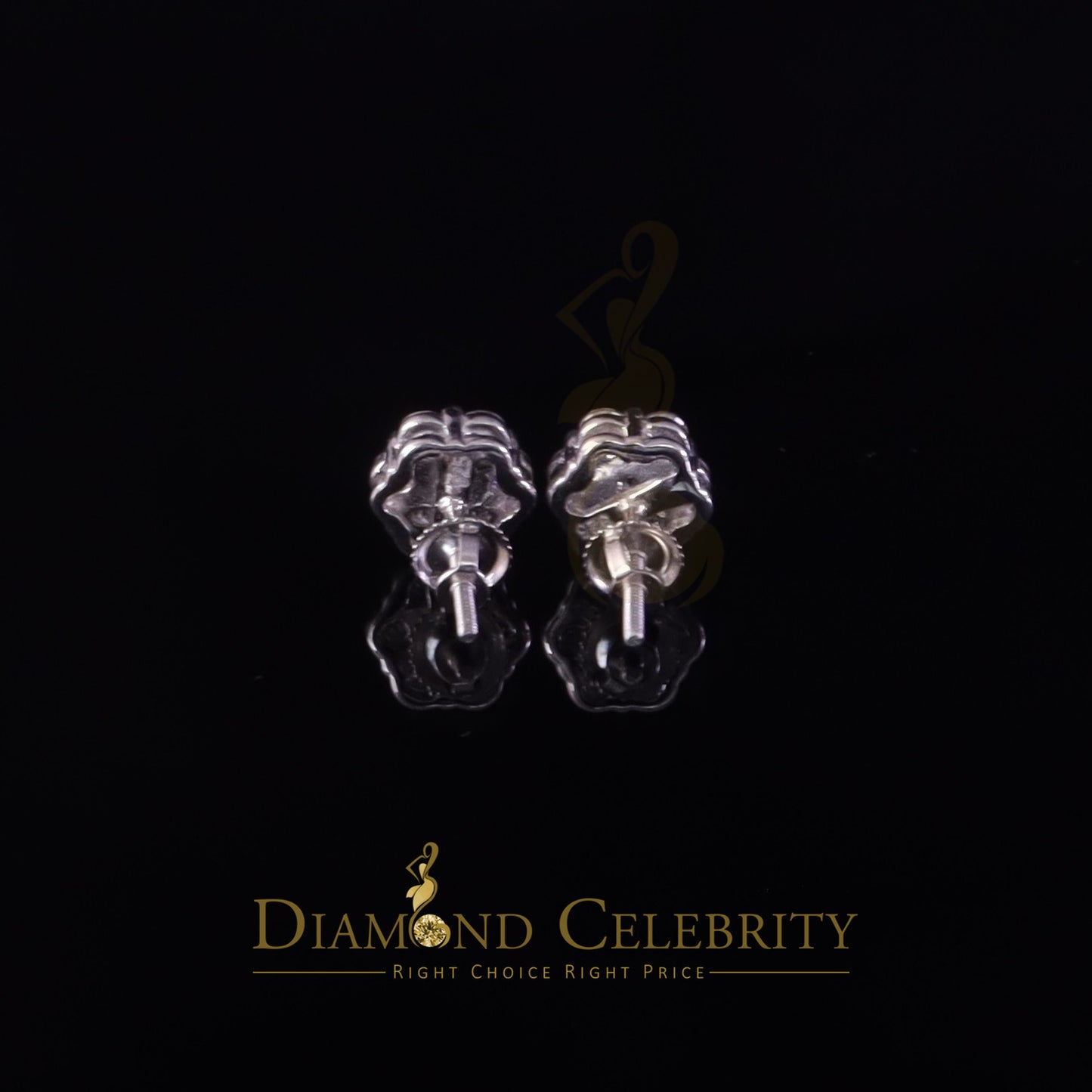Diamondcelebritees 925 Silver White 1.00ct VVS 'D' Moissanite Floral Stud Earrings Men's/Womens