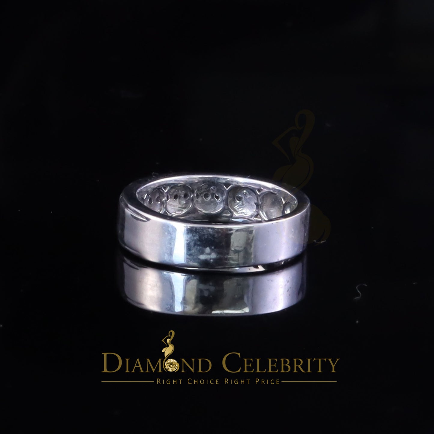 DiamondCelebritees 0.05ct In 925 Silver Round Cut White Diamond Men's Wedding Enternity Ring Size11