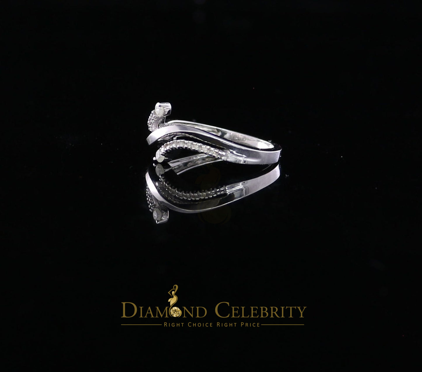 DiamondCelebritees Real 10kt White Gold with 0.12CT Genuine Diamond Flower Womens Ring size 6.5