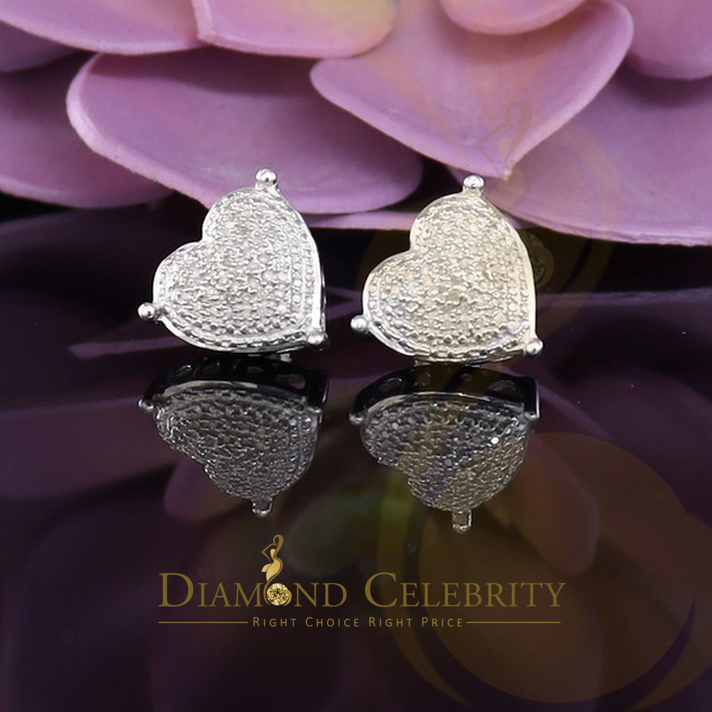 DiamondCelebritees Style Heart 925 White Silver 0.25ct Diamond Women's & Men's Fashion Earrings