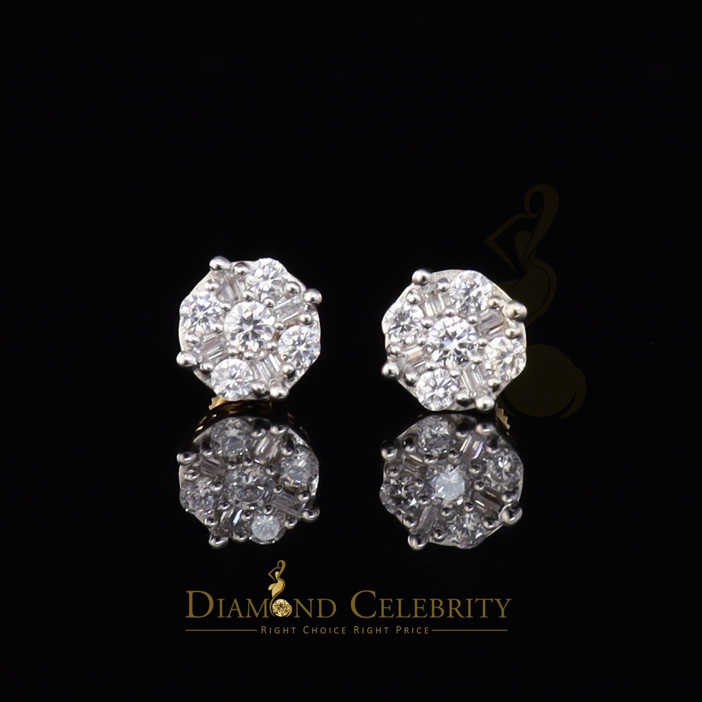 DiamondCelebritees 925 Yellow 1.96ct Sterling Silver Cubic Zirconia Women's Hip Hop Round Earrings