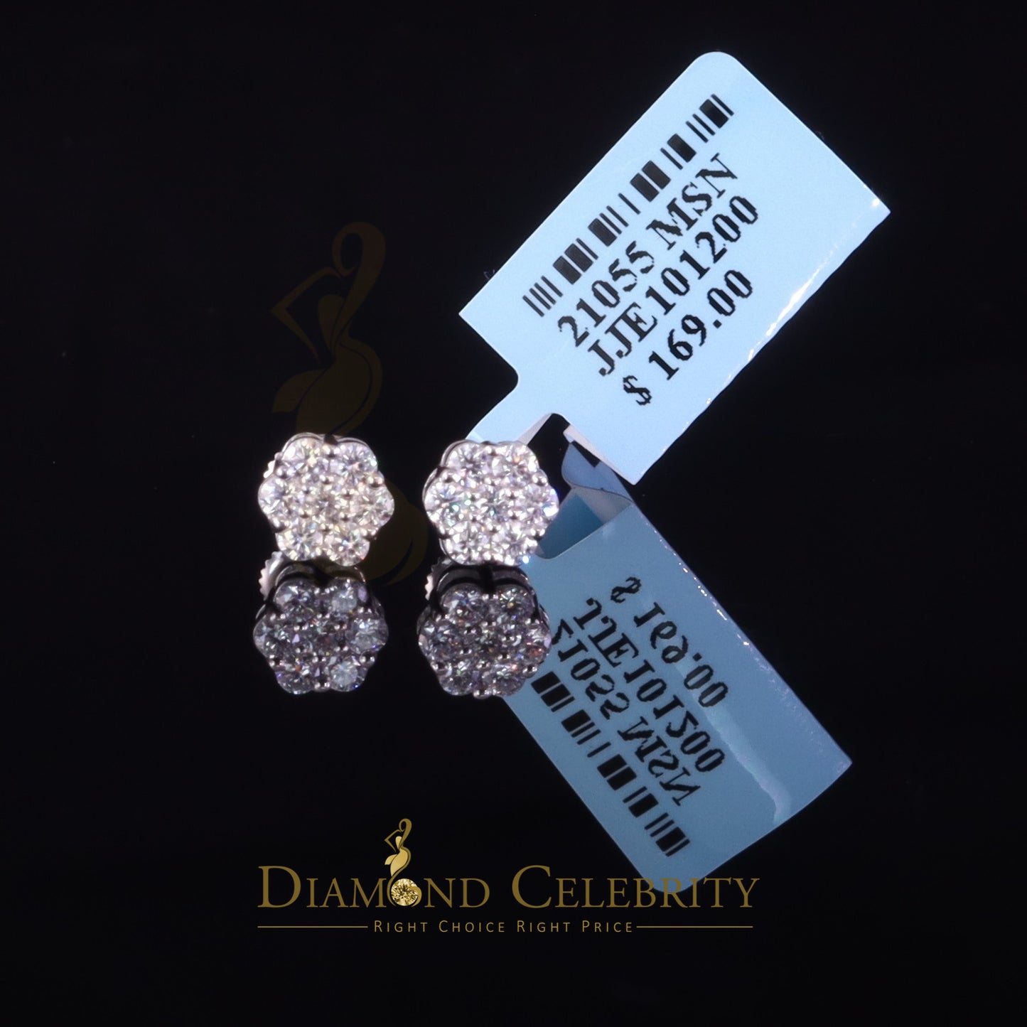 Diamondcelebritees Men's/Womens 925 Silver White 0.50ct VVS 'D' Moissanite Floral Stud Earrings