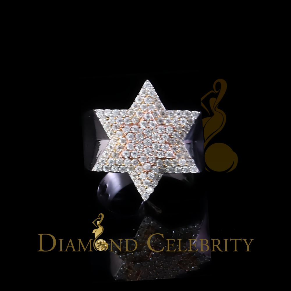 DiamondCelebritees 2.50ct VVS 'D' Moissanite White Men's Six Pointed Star of David Silver Ring Sz9