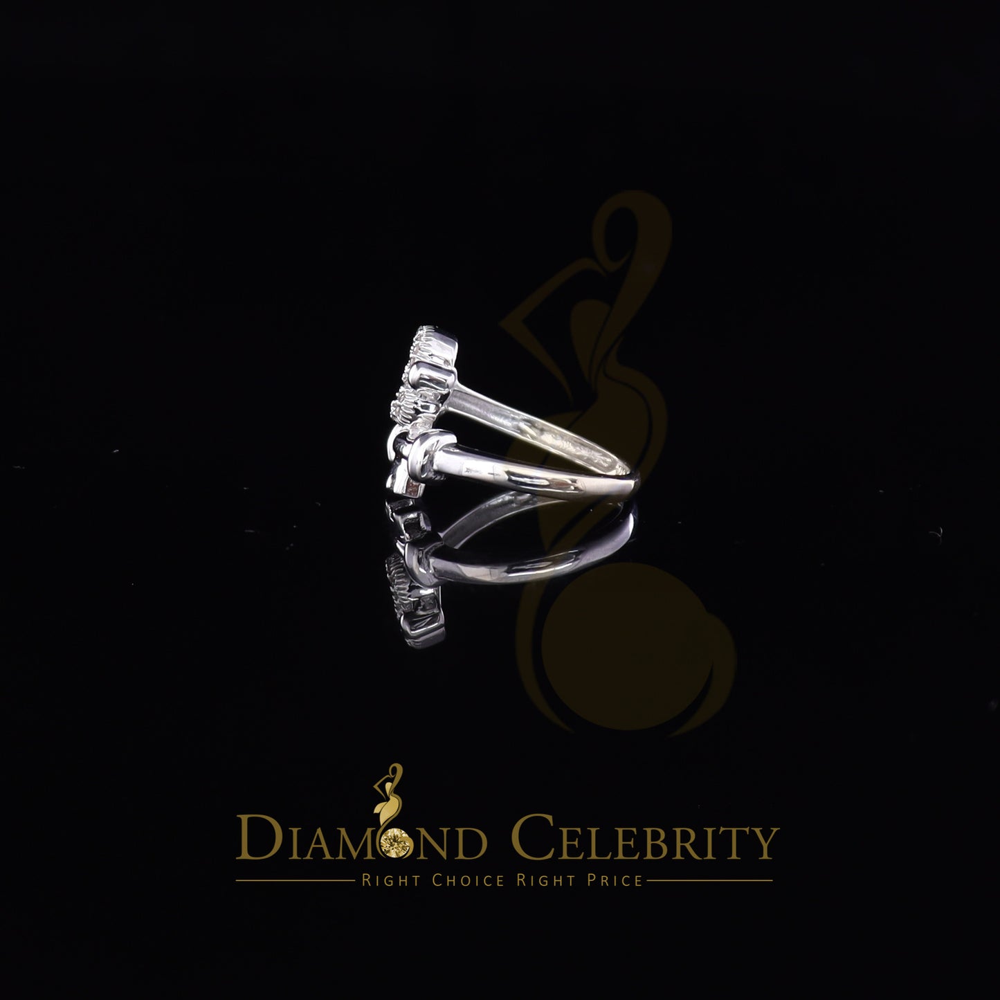 DiamondCelebritees 0.10 CT Real Diamond Womens Silver 925 Sterling White Silver Heart Ring Size 7