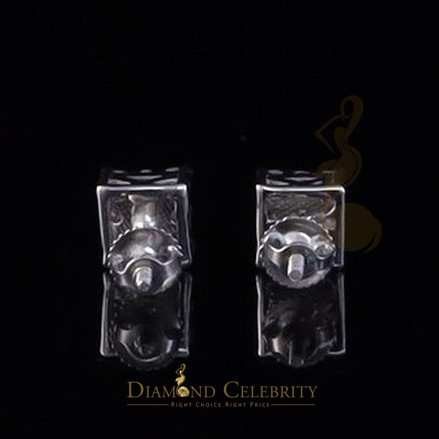 Diamondcelebritees New Women's/Men's 925 Silver White 1.00ct VVS D Moissanite Square Stud Earrings