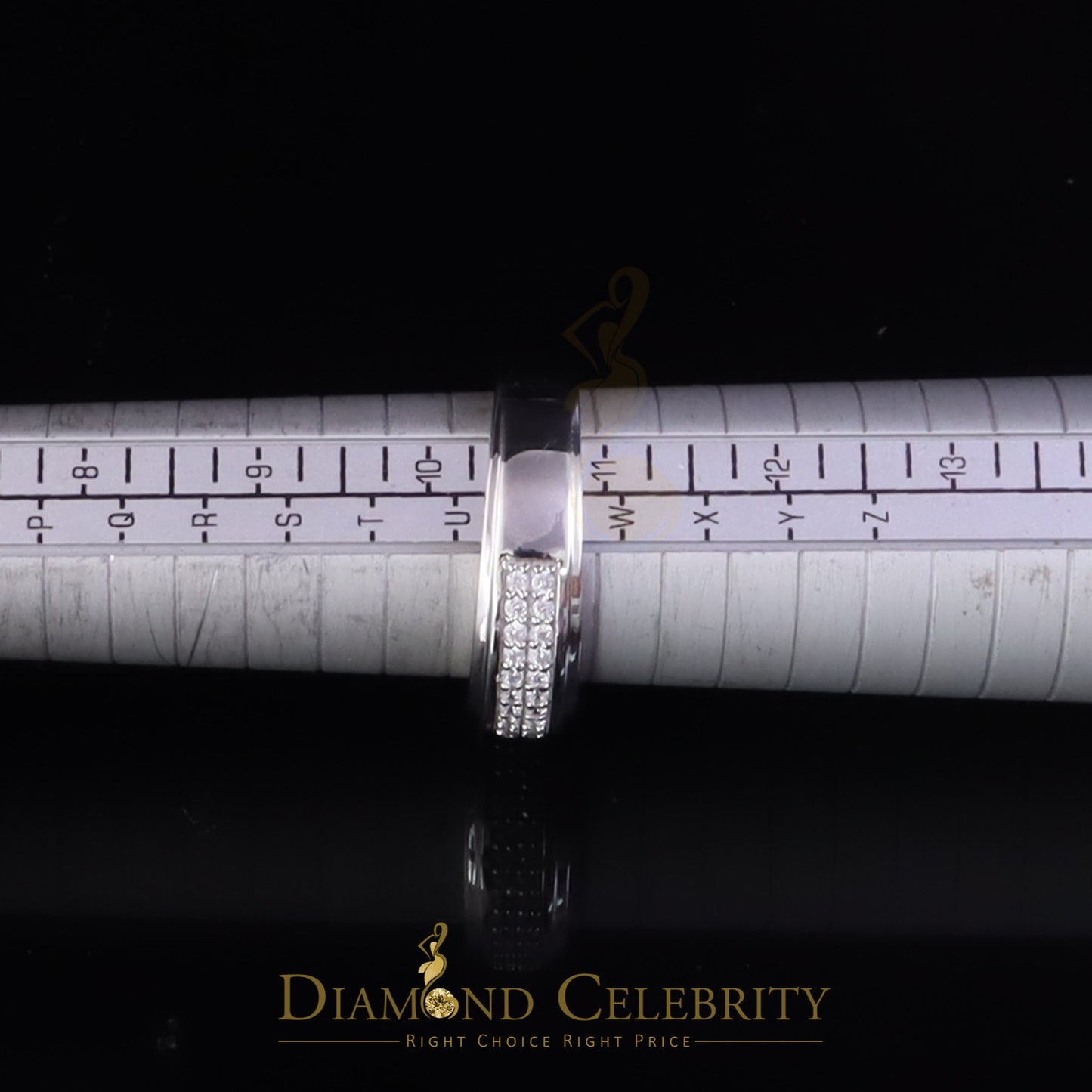 DiamondCelebritees White Silver Round Cubic Zirconia 1.25ct Men Adjustable Ring From SZ 10 to 12