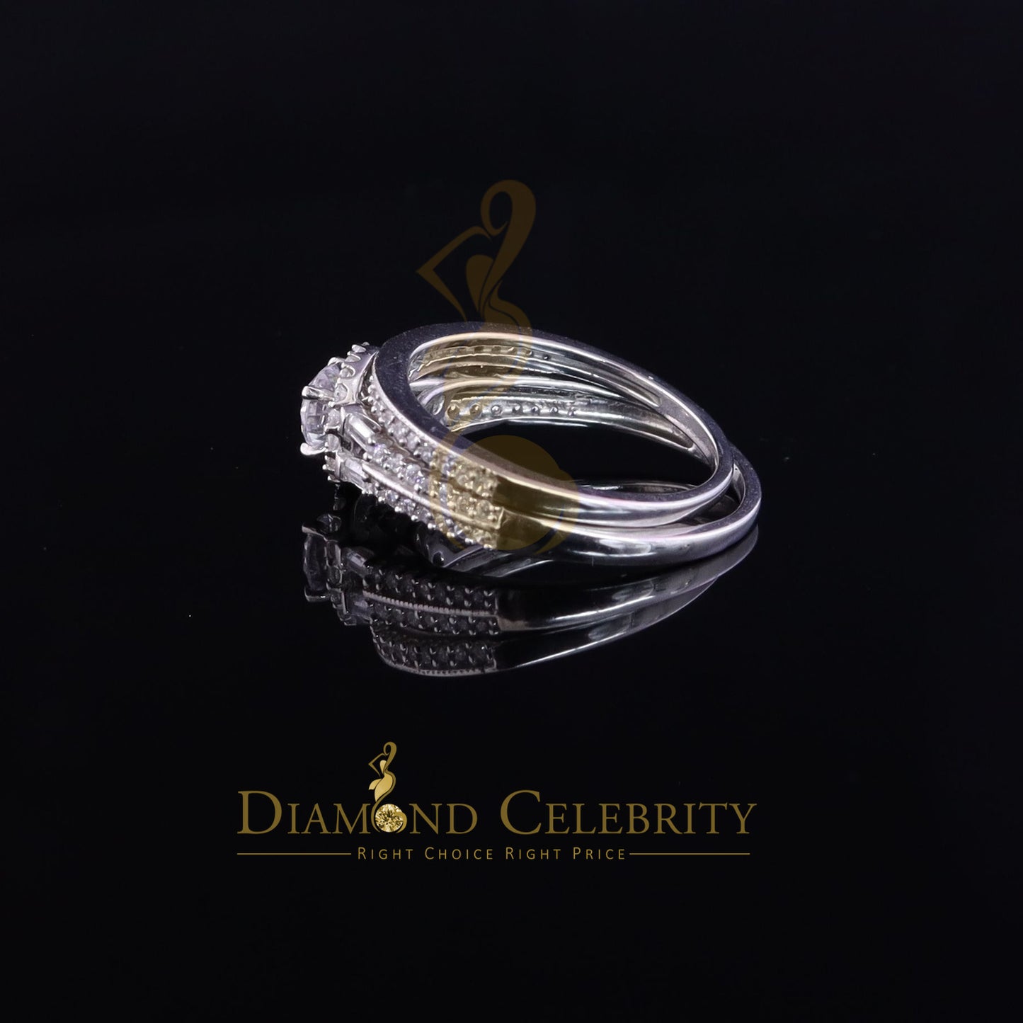 DiamondCelebritees 1.75ct Cubic Zirconia 925 White Silver Men;s/Womens Round Bridal Ring Size 7