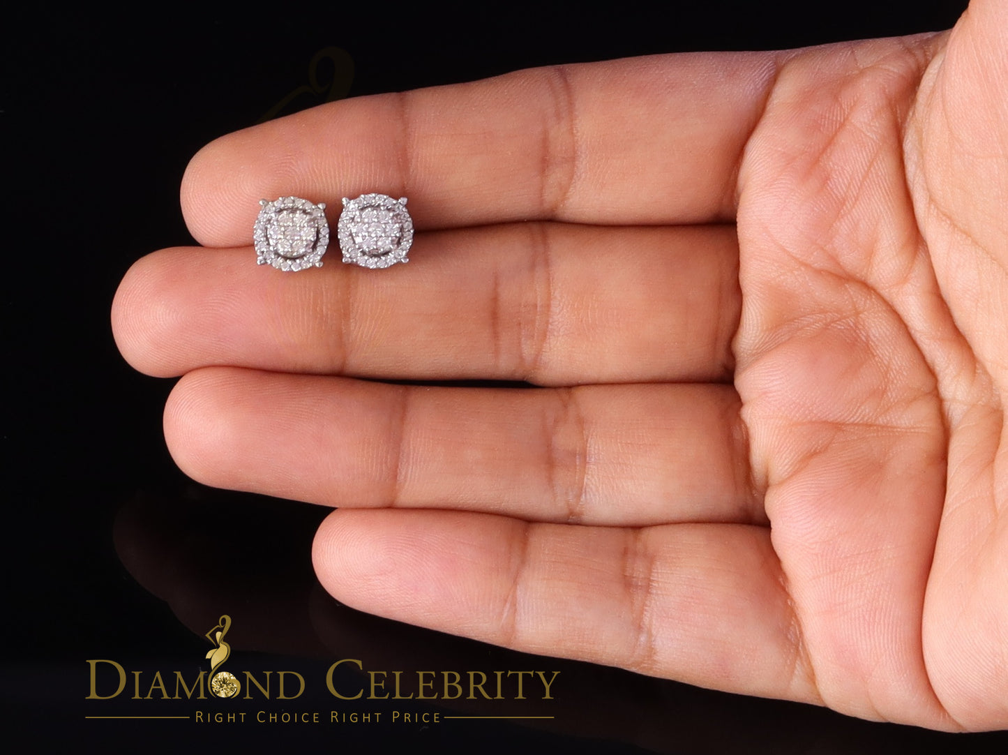 Diamondcelebritees 925 Silver White 0.40ct VVS 'D' Moissanite Round Men's / Womens Stud Earrings