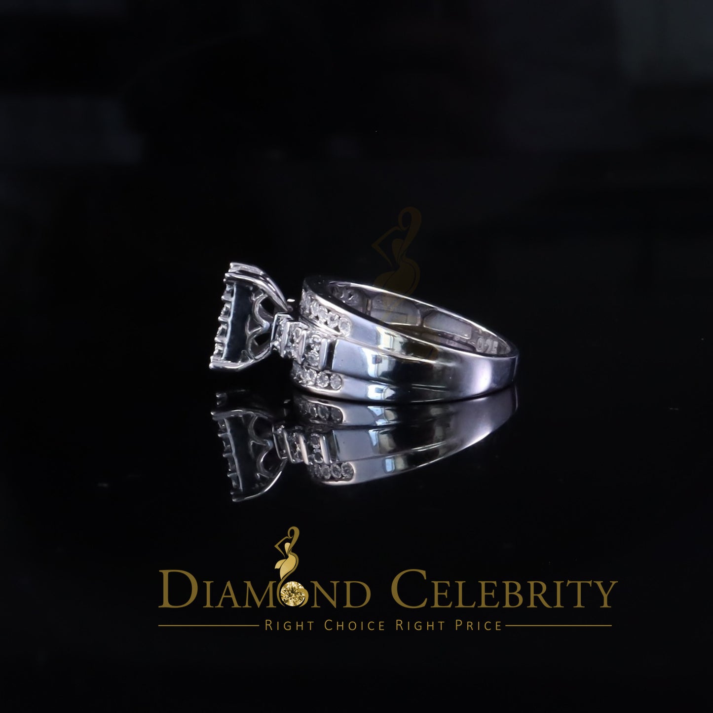 DiamondCelebritees Cinderella Rectangle Real 0.16ct Diamond 925 Silver White Womens Ring Size 8