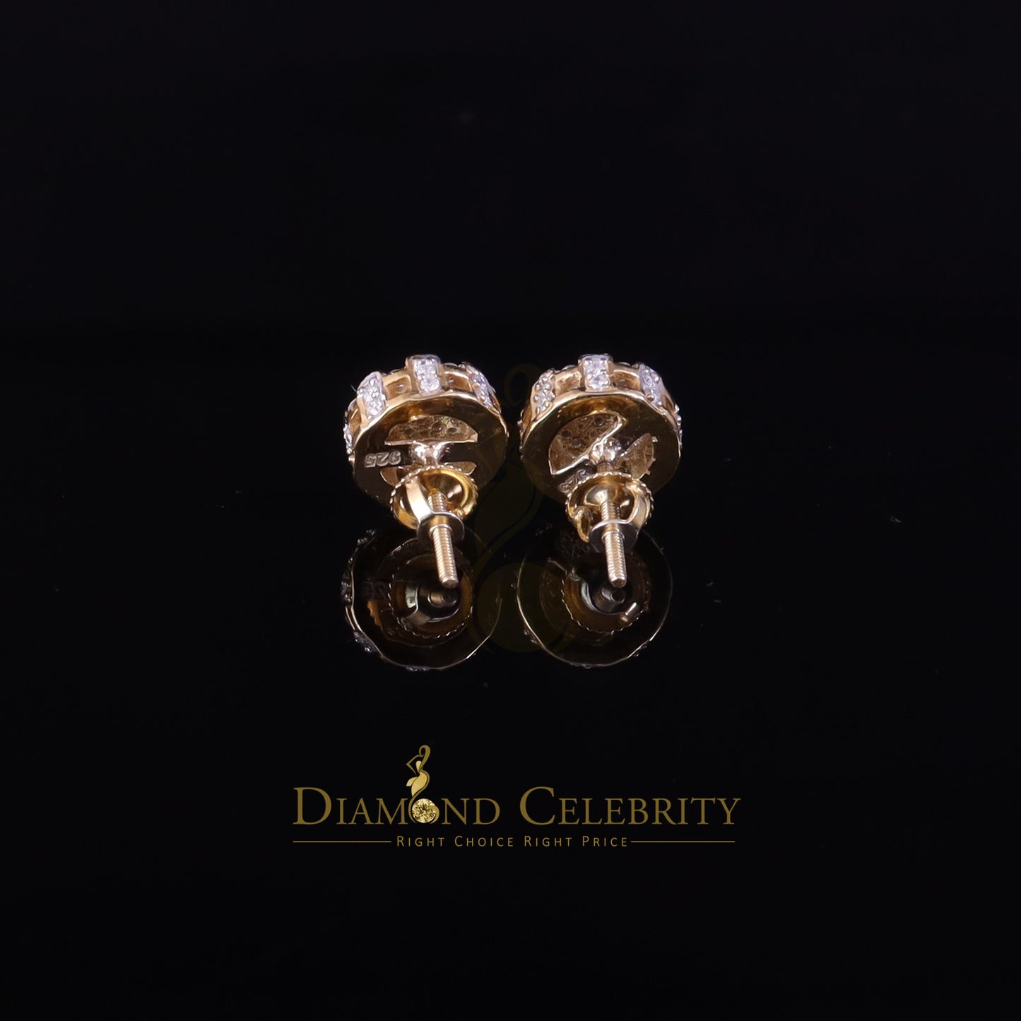 DiamondCelebritees 925 Silver Yellow 0.50ct VVS 'D' Moissanite Men's/Womens Round Stud Earrings