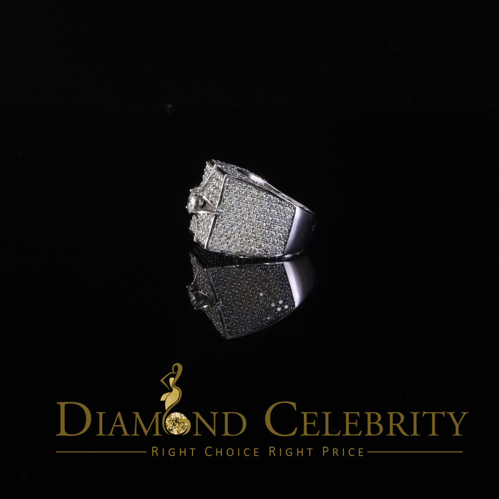 DiamondCelebritees 925 White Sterling Silver 7.00ct VVS 'D' Moissanite Men's Square Rings Size 10