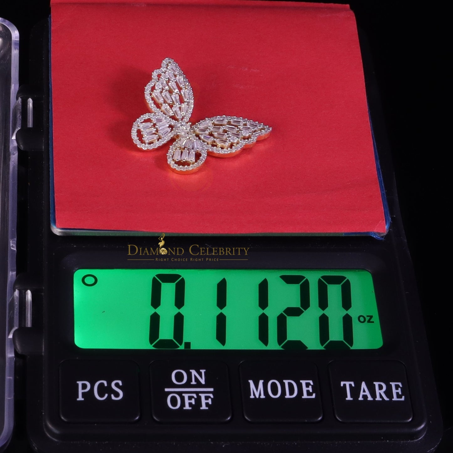 Diamondcelebritees Yellow Men's/Womens 925 Silver1.75ct VVS 'D' Moissanite Butterfly Pendant