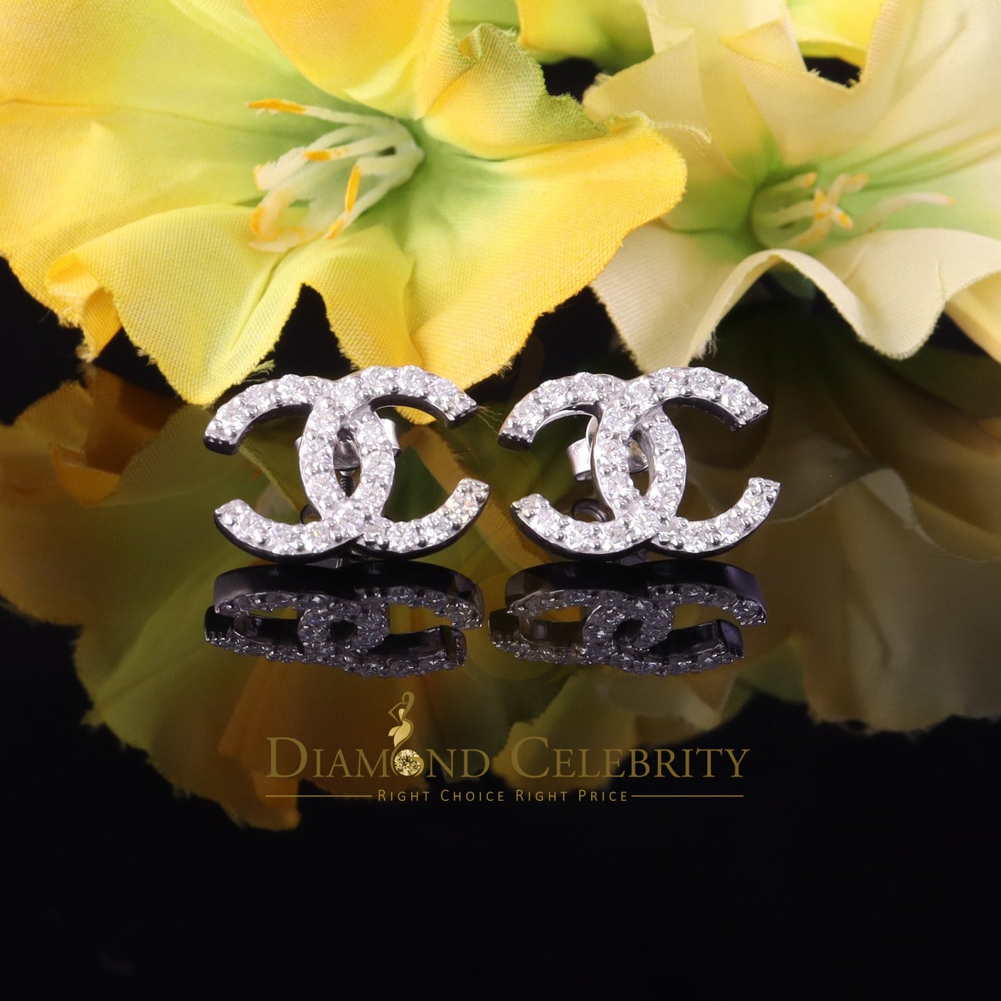 Diamondcelebritees 1.25ct VVS 'D' Moissanite Mens/Womens 925 Silver White Stud Earrings
