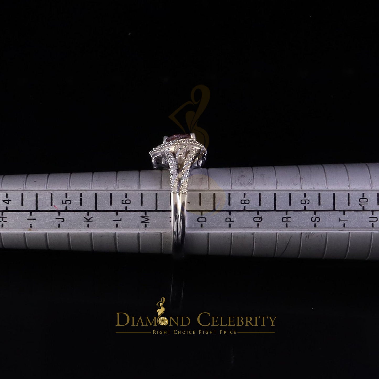 DiamondCelebritees 1.50CT Women's 925 Silver VVS D Pink & White Moissanite Heart Ring SZ 7