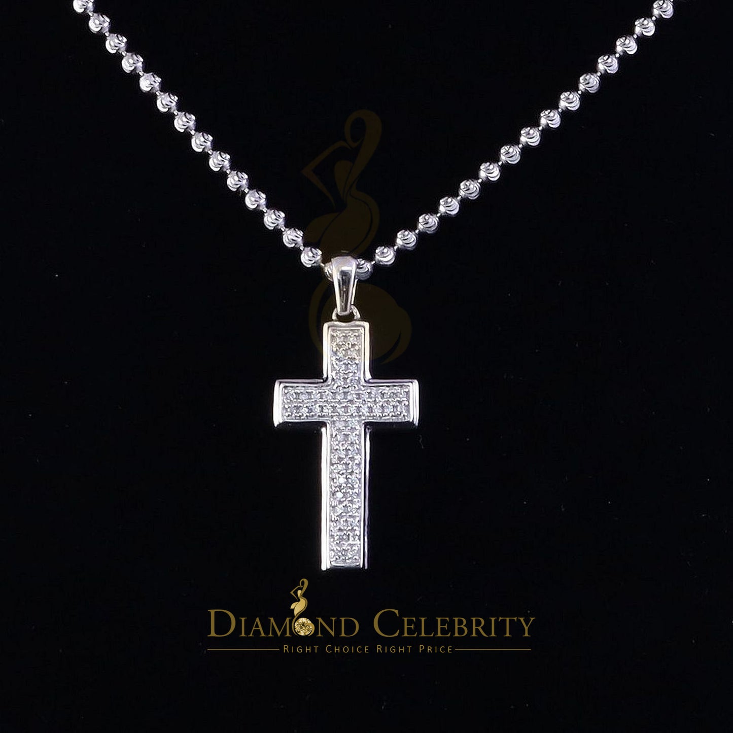 DiamondCelebritees Special White 925 Sterling Silver CROSS Shape Pendant with 0.48ct Cubic Zirconia