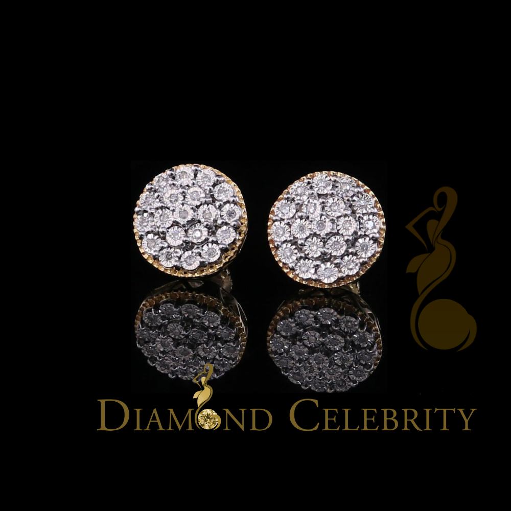 DiamondCelebritees10K Real Yellow Gold Real 0.25CT Diamond Men's/Women's Stud Micro Earring