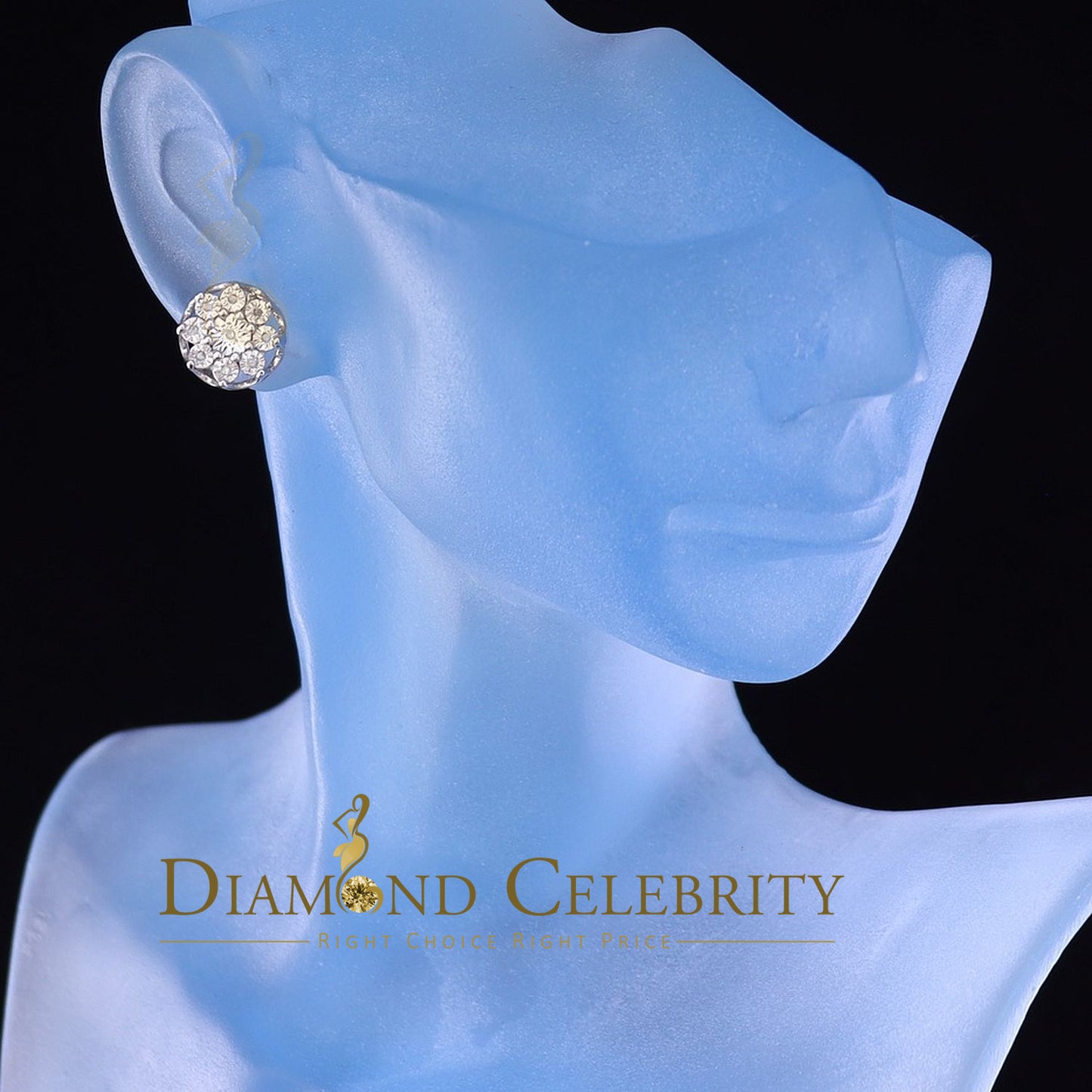 DiamondCelebritees 925 Sterling Silver Yellow 0.10ct Diamond For Men's & Women's Floral Earrings