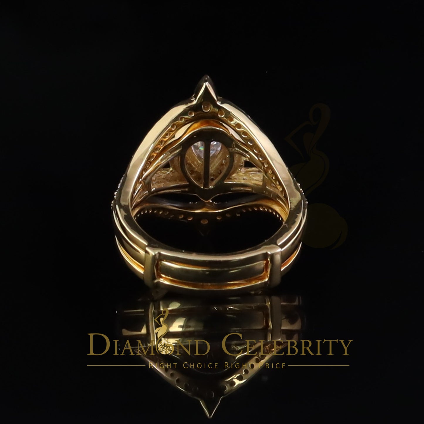 DiamondCelebritees 1.75ct Silver Yellow Enhancer Guard Wrap VVS D Pear Moissanite Women Ring Sz 7