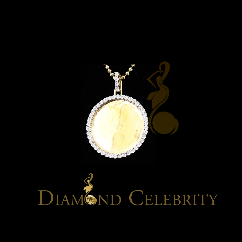 DiamondCelebritees Real 0.25ct Diamond Sterling Silver 1.75" PICTURE Charm Fashion Yellow Pendant