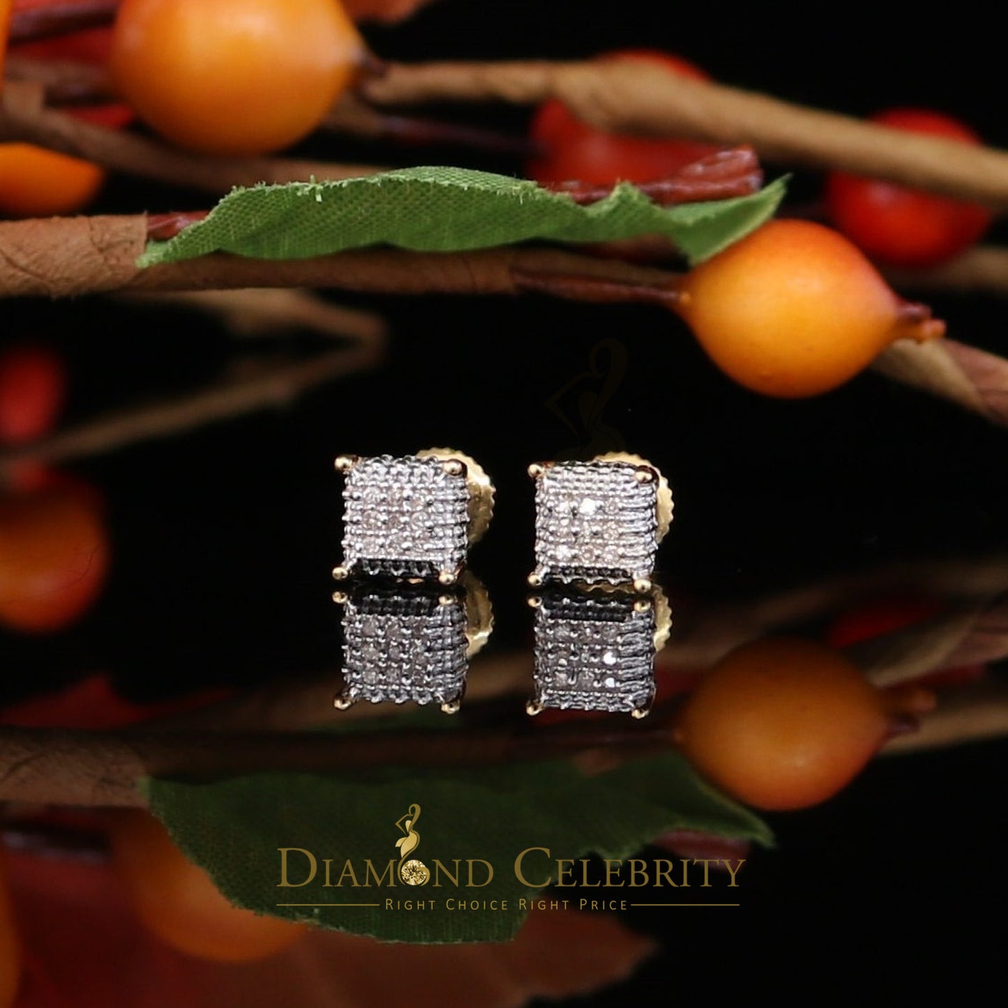 DiamondCelebriteesMen's/Women's 10K Real Yellow Gold with 0.05CT Real Diamond Stud Micro Earring