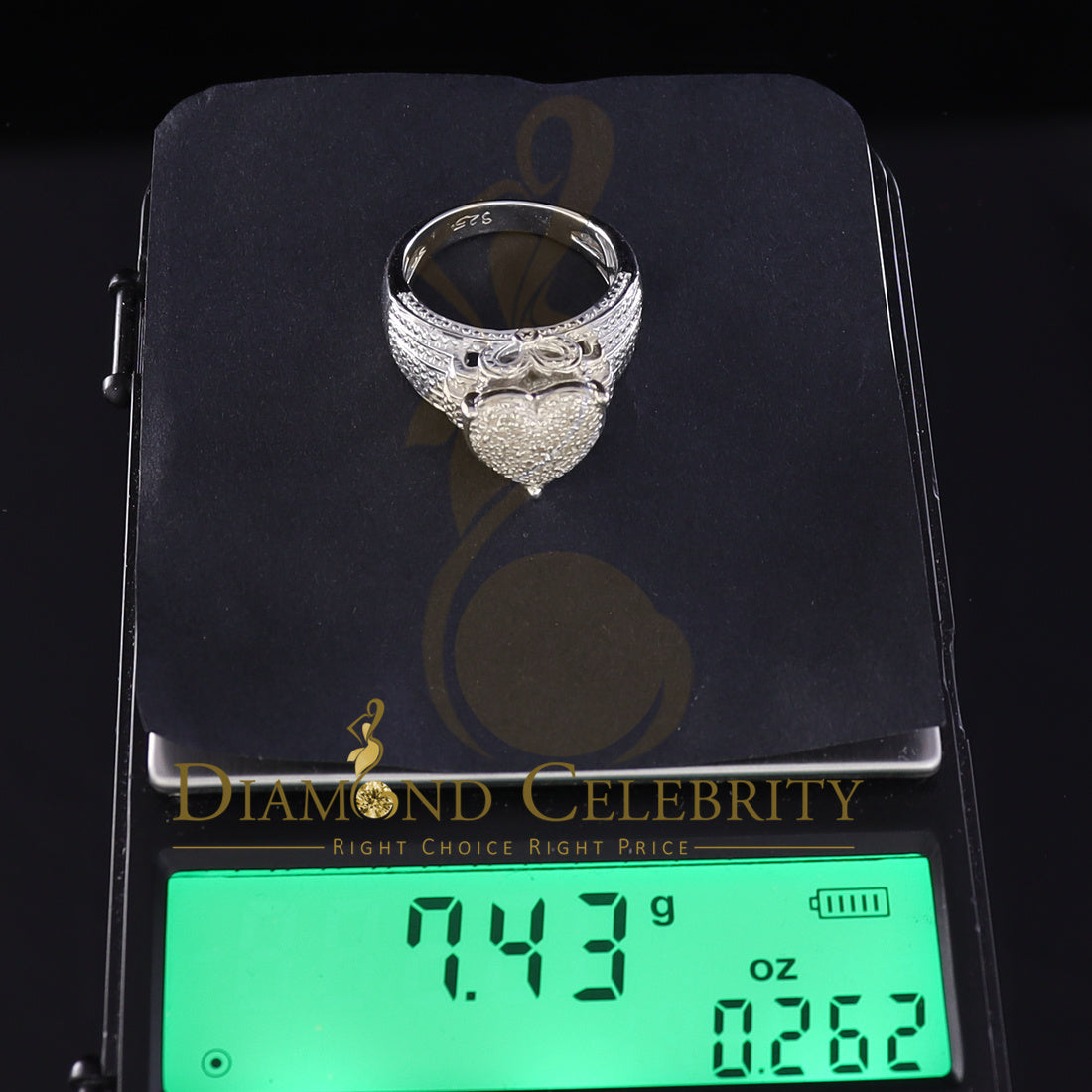 DiamondCelebritees Real Diamond 0.20 CT White 925 Sterling Silver Womens Engagement Heart Ring SZ 7