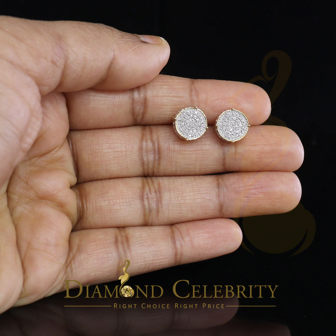 DiamondCelebritees 925 Sterling Silver Yellow Hip Hop 0.40ct Diamond Men's/ Women's Stud Earrings