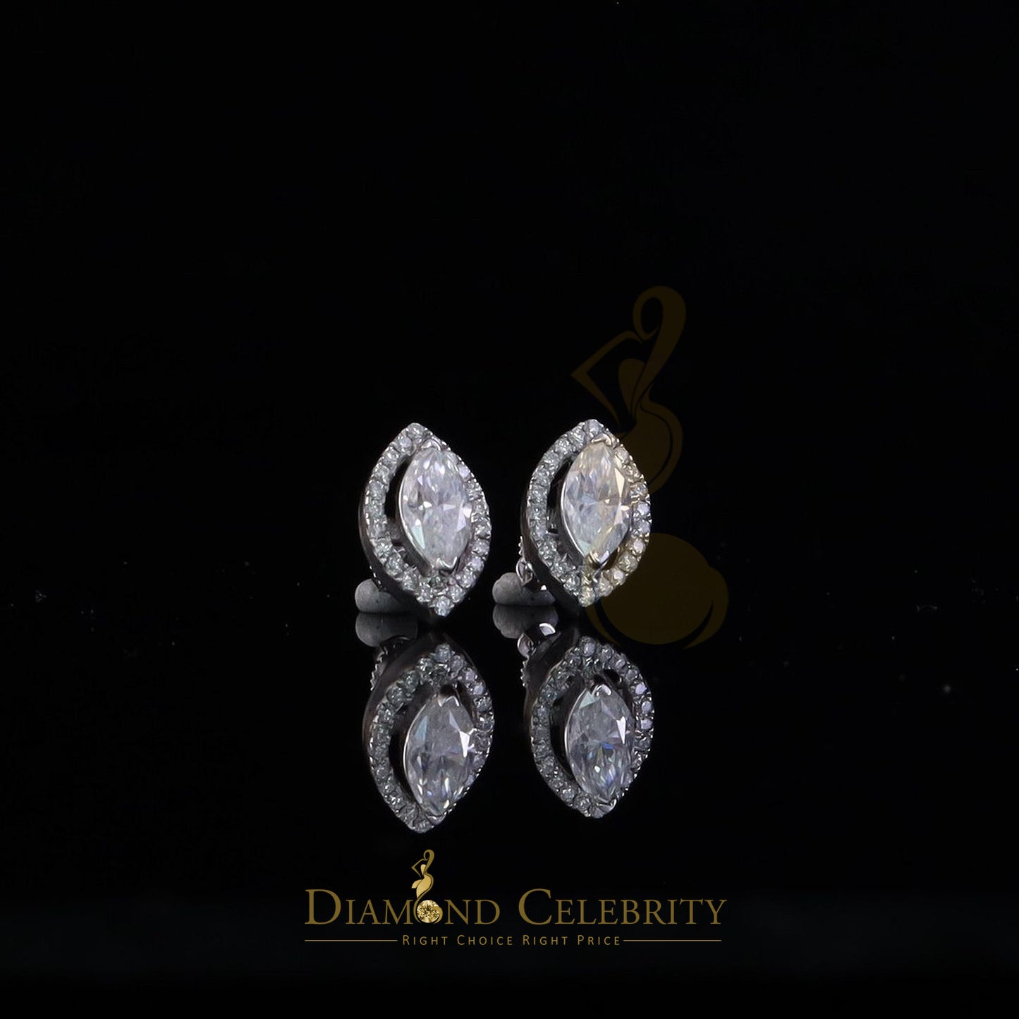 Diamondcelebritees Men's/Women's 925 Silver White 2.50 ct VVS 'D' Moissanite Stud Earrings