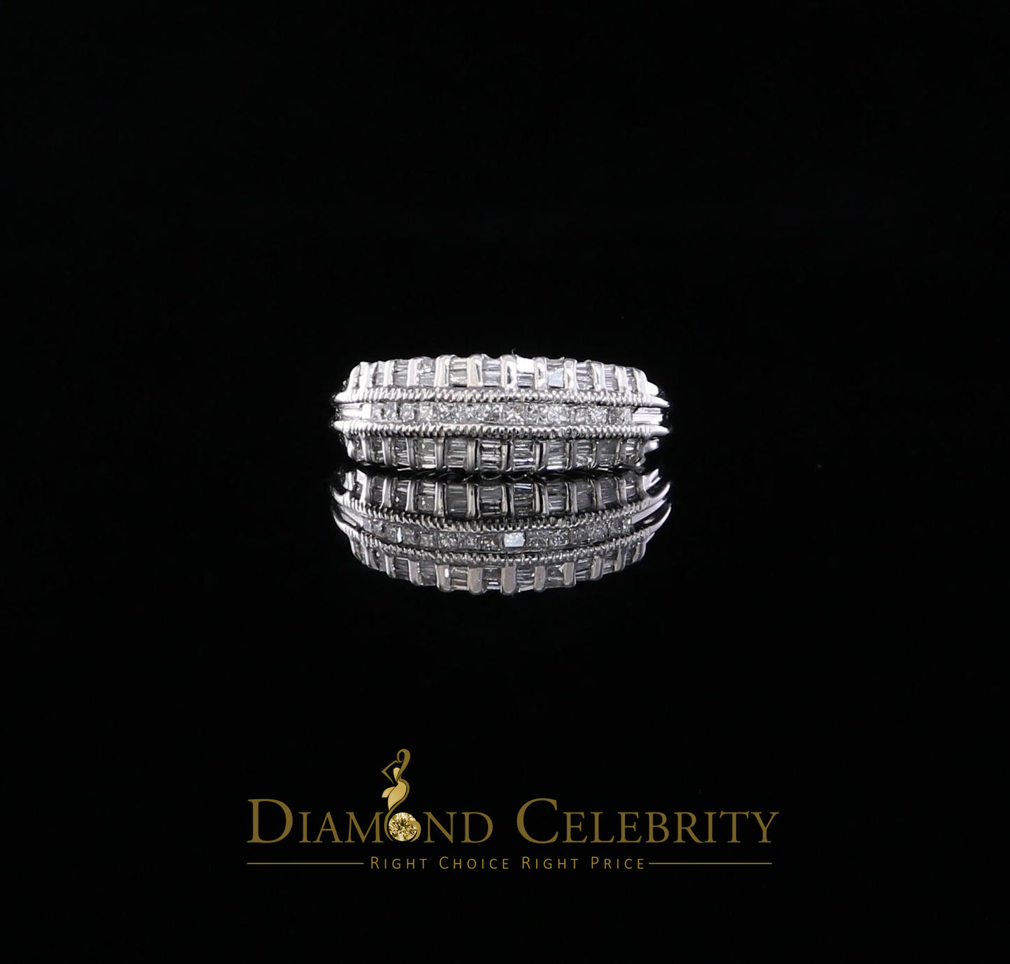 DiamondCelebritees Real 10 kt White Gold with 0.50 CT Genuine Diamond Round Bugget Ring Size 7
