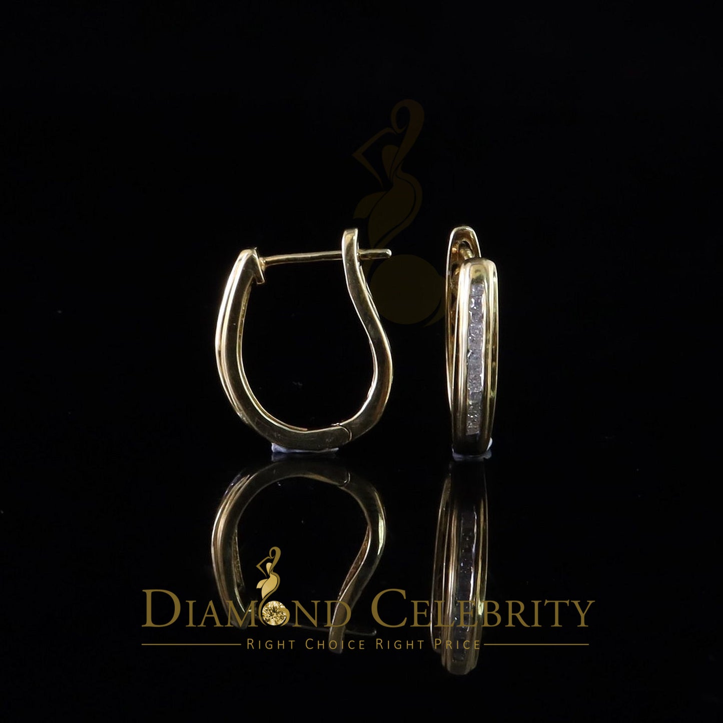 DiamondCelebritees 0.33ct Diamond 925 Sterling Silver Yellow Hoop Stud Earrings For Men's / Women's