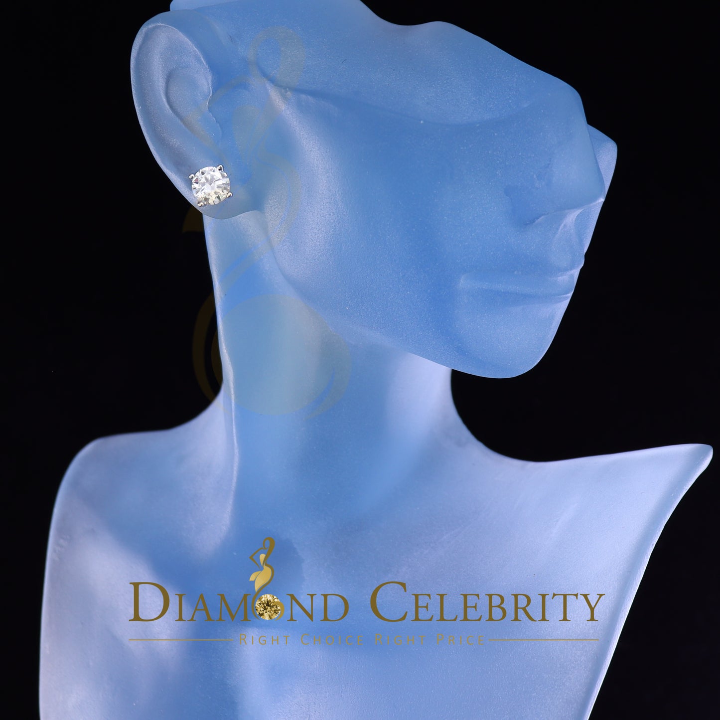 Diamondcelebritees Men's/Women Stud White 925 Silver 2.00ct VVS 'D' Moissanite Stud Stud Earrings