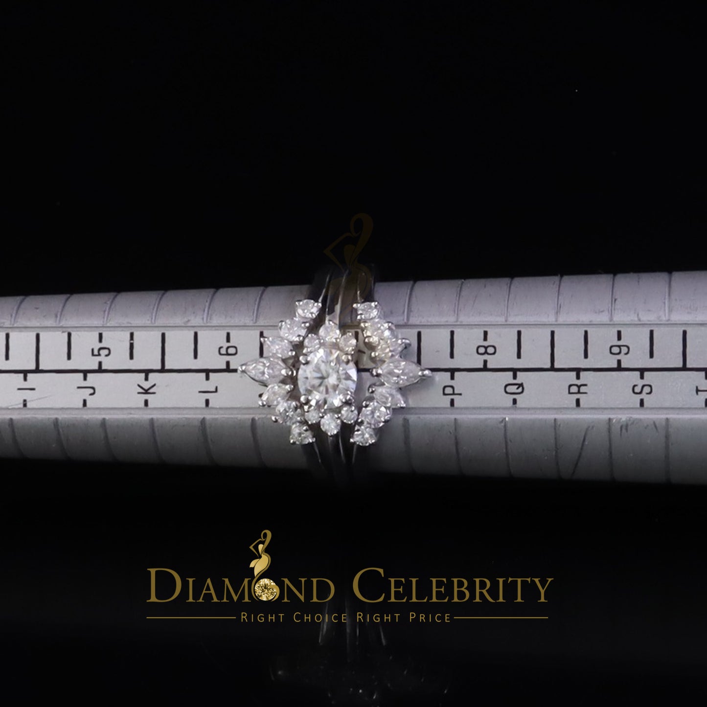 DiamondCelebritees Women 925 Silver White 1.25ct VVS D Solitaire Moissanite Bridal Insert Ring SZ 7