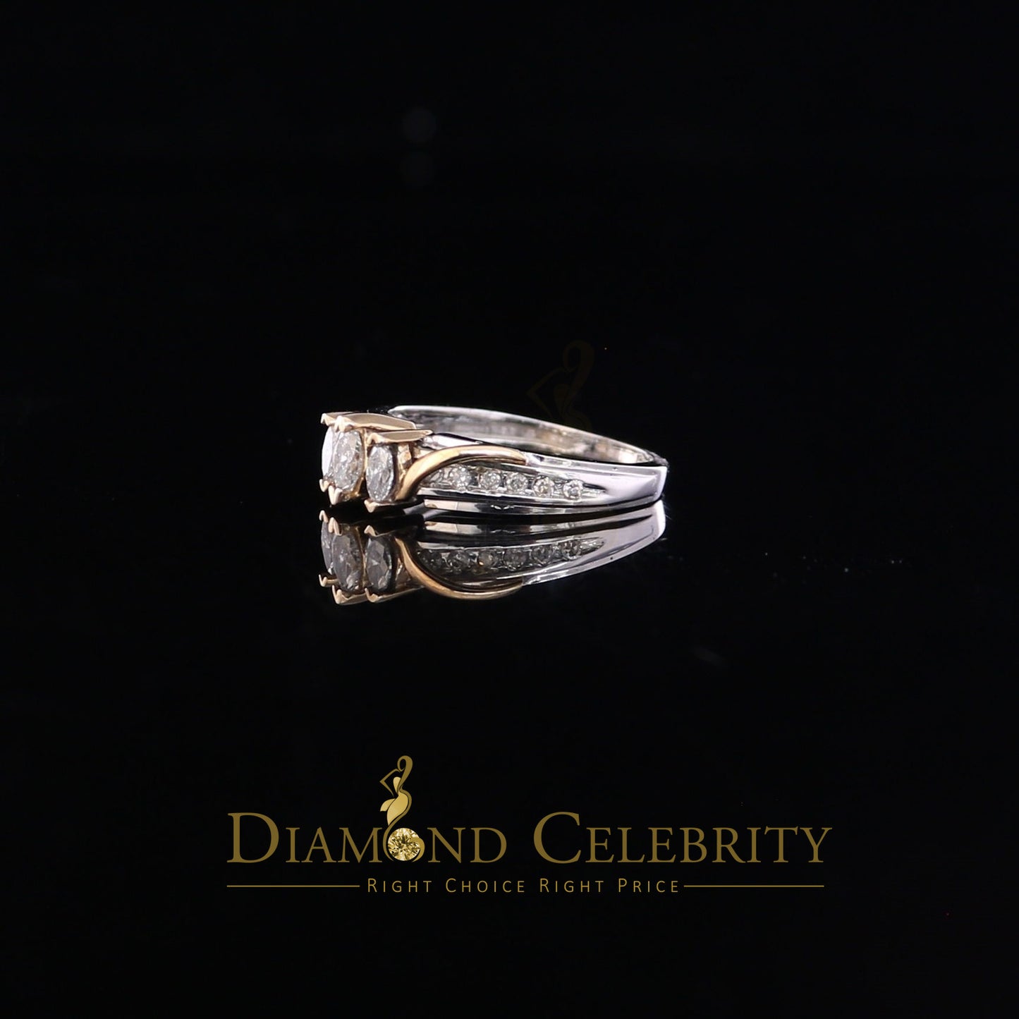 DiamondCelebritees Real 0.50CT Diamond with 14kt White Gold Womens Marquise Shape Ring Size 6.5