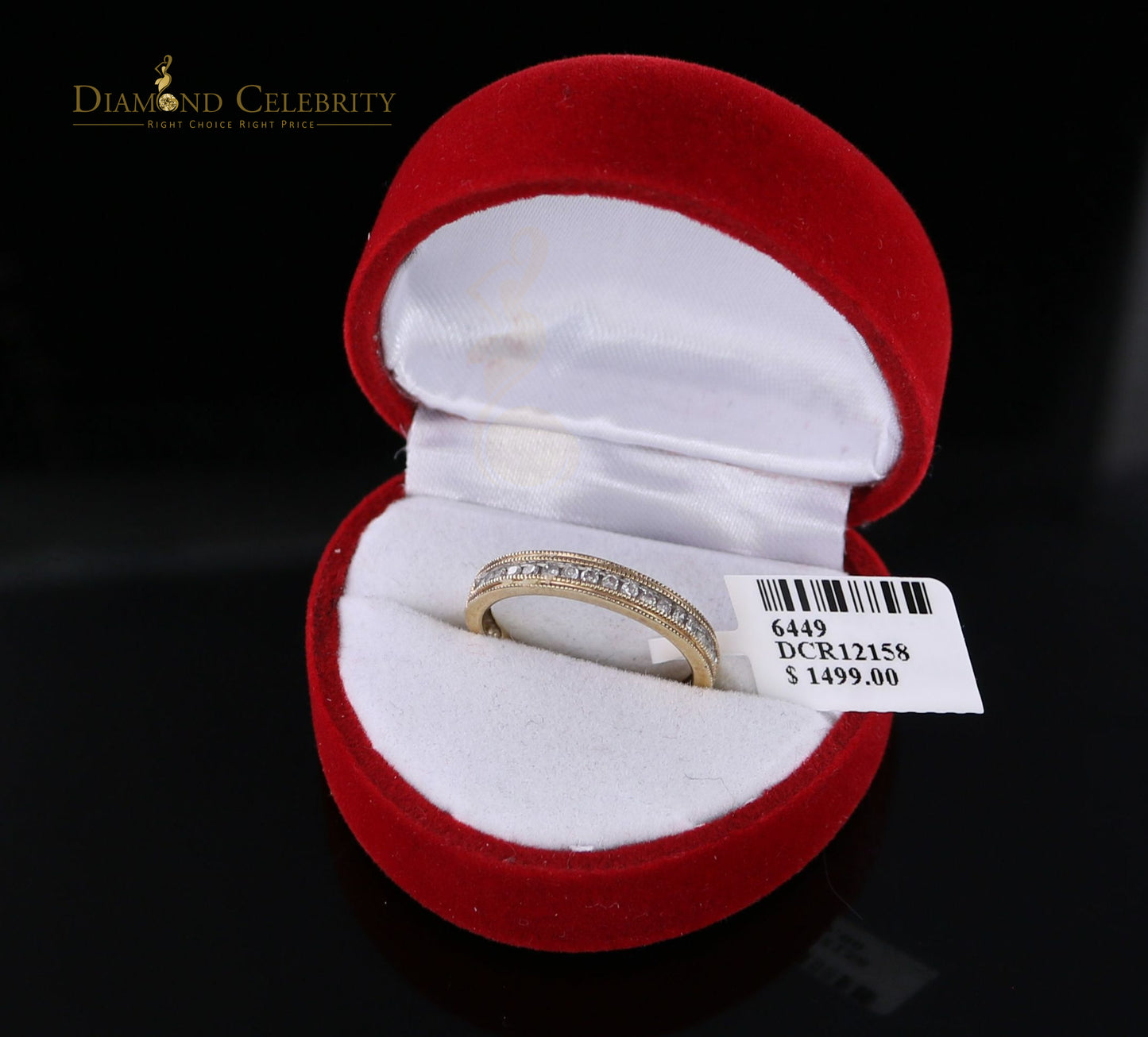 DiamondCelebritees Real Yellow Gold with 10KT 0.20CT Real Diamond Round Shape Womens Ring Size 6.5