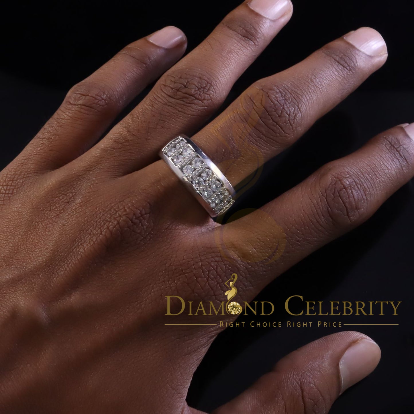 DiamondCelebritees Men's 3.0ct Cubic Zirconia white Silver Round Adjustable Ring From SZ 8 to 10