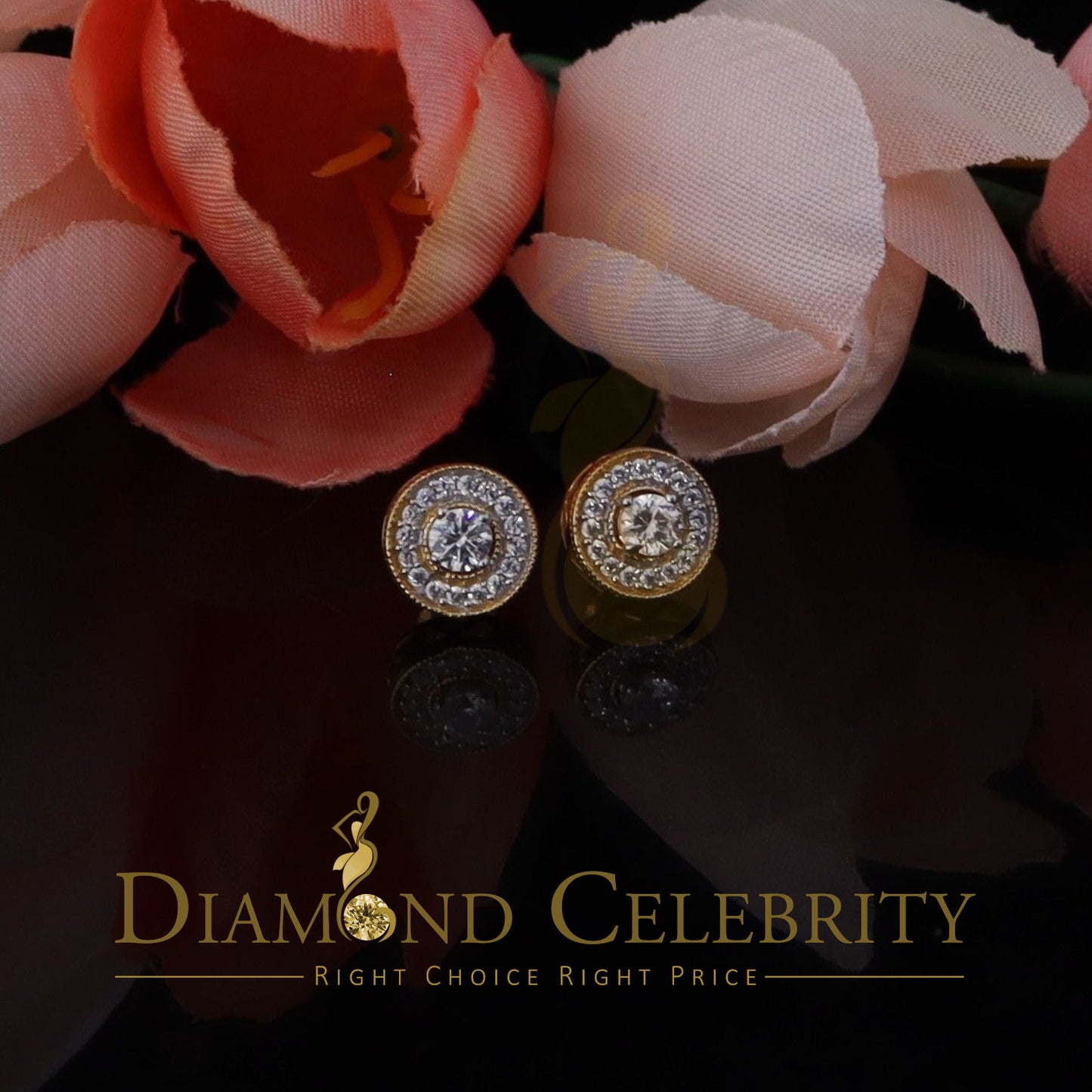 DiamondCelebritees Yellow 0.82ct Sterling Silver 925 Cubic Zirconia Women's Hip Hop Round Earrings