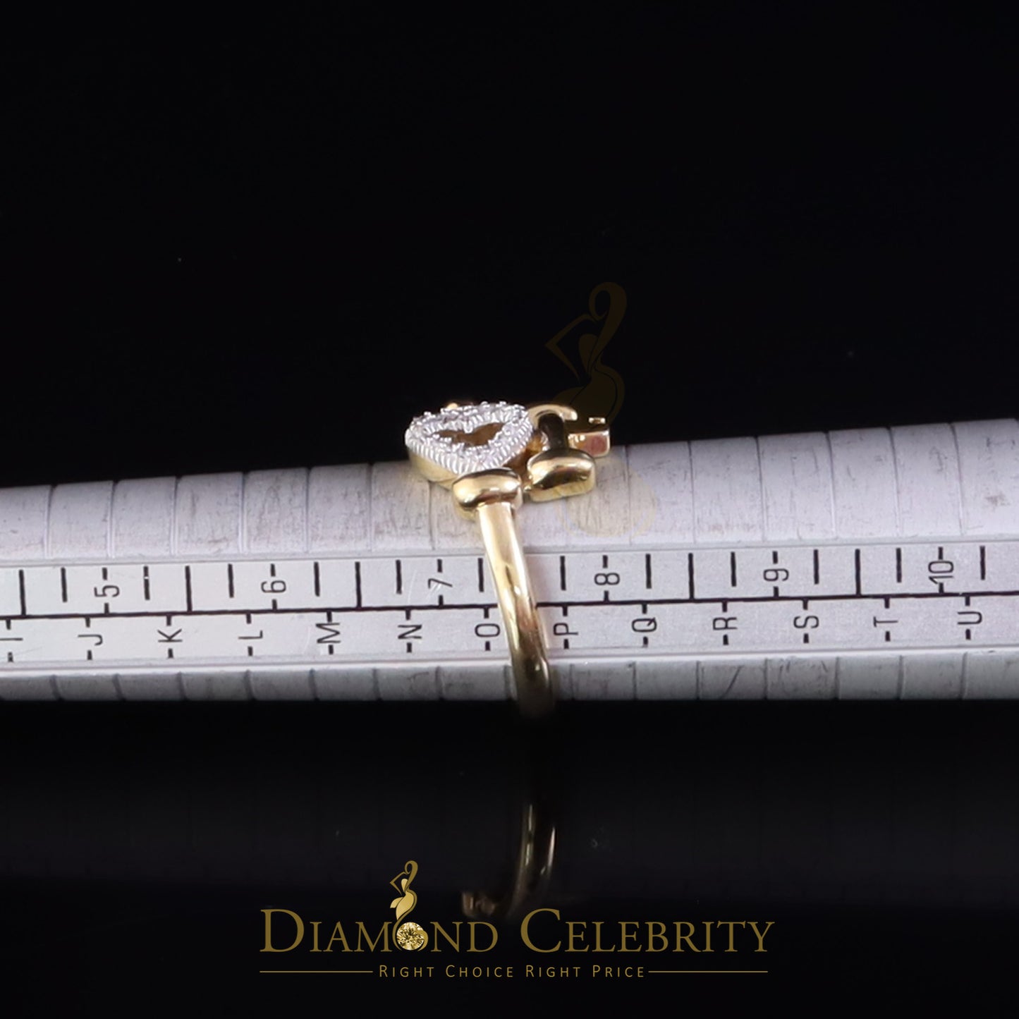 DiamondCelebritees 925 Yellow Silver 0.20ct Cubic Zirconia Promise Heart Key Womens Ring Size 8